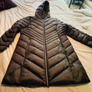 Michael Kors Black Chevron Puffer Coat
